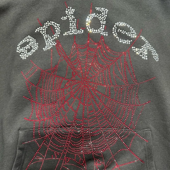 Sp5der OG Rhinestone Hoodie ‘Black’ - Picture 4 of 6